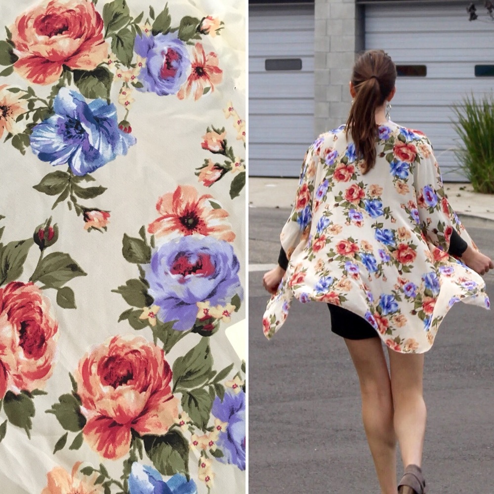💜 ONE LEFT! Peach/ Purple Rose Kimono